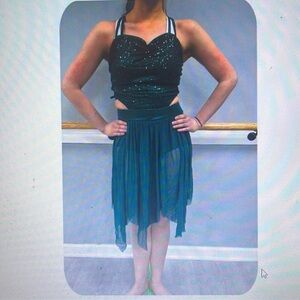 Forest green lyrical costume with cutouts